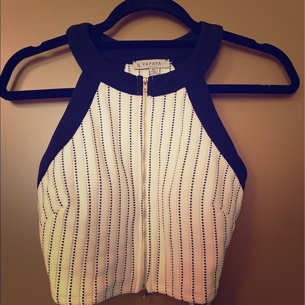 Papaya Zip Up Crop Top